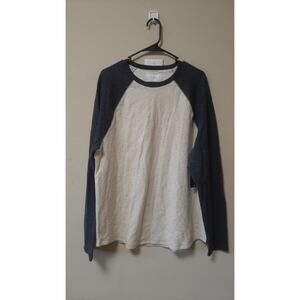 Lucky Brand Men's Shirt Long Sleeve Cream/Beige and Navy Blue Sleeve